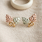 Double Leaf with Vine Earrings, 10k Yellow Gold, 12k Green and Rose Gold Black Hills Gold Motif