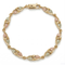Petite Heart Leaf Bracelet for Women, 10K Yellow Gold Black Hills Gold with 12K Green & Rose Gold Leaves, Tri-Tone Heart Link Bracelet, 7 Inch