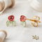 Pretty Rose with Leaves Earring, 10k Yellow Gold, 12k Green and Rose Gold Black Hills Gold Motif