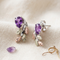 Amethyst Pear Petite Leaf Cascade Earrings, Sterling Silver, 12k Green and Rose Gold Black Hills Gold Motif
