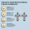Granulated Bead Scroll Oxidized Cross Earrings, Sterling Silver, 12k Green and Rose Gold Black Hills Gold Motif