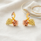 Rose with Leaf Earrings, 10k Yellow Gold, 12k Green and Rose Gold Black Hills Gold Motif