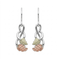 Fancy Scroll Inlaid Leaf Earrings, Sterling Silver, 12k Green and Rose Gold Black Hills Gold Motif