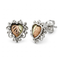 Scrollwork Heart Stud Earrings, Sterling Silver, 12k Rose and Green Gold Black Hills Gold