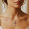 Infinity Cross Pendant Necklace, Sterling Silver, 12k Green and Rose Gold Black Hills Gold, 18''