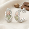 Black Hills Gold Semi Hoop Earrings Sterling Silver with 12k Green & Rose Gold Leaves, Diamond Cut Scalloped Demi Hoop Earrings for Women