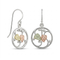 Round Drop Earrings, Sterling Silver, 12k Green and Rose Gold Black Hills Gold Motif