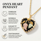 Black Hills Gold Style Black Onyx Heart Pendant Necklace, Tri-Color Gold Grapevine Leaf Design, Vintage Heart Jewelry Necklace for Women, Classic Gold Leaf Pendant Gift