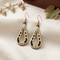 Black Enamel Rose Dangle Earrings, 10k Yellow Gold, 12k Green and Rose Gold Black Hills Gold Motif