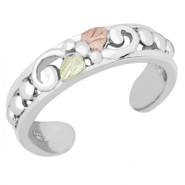 Ave 369 Black Hills Gold Toe Ring, Sterling Silver, 12k Green Gold and 12k Rose Gold