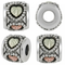 Ave 369 Cylinder Heart Bead Charm, Sterling Silver, 12k Green Gold, 12k Rose Gold Black Hills Gold