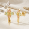 Beveled Edge Cross Earrings, 10k Yellow Gold, 12k Green and Rose Gold Black Hills Gold Motif