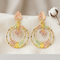 Leaf Dangle Hoop Earrings, 10k Yellow Gold, 12k Green and Rose Gold Black Hills Gold Motif