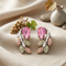 Pink CZ Cascade Earrings, Sterling Silver, 12k Green and Rose Gold Black Hills Gold Motif