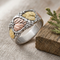 Fancy Victorian-Style Band, Sterling Silver 12k Rose Gold, 12k Green Gold Black Hills Gold Motif, Matching Rings for Men and Women
