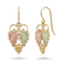 Loops Leaves and Grapes with Fish Hook Earrings, 10k Yellow Gold, 12k Green and Rose Gold Black Hills Gold Motif
