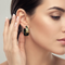 Black Hills Gold Black Hoop Earrings with 12k Green & Rose Gold Heart Grape Leaves Tapered Hoop Earrings Powder Coated Brass Womens Jewelry