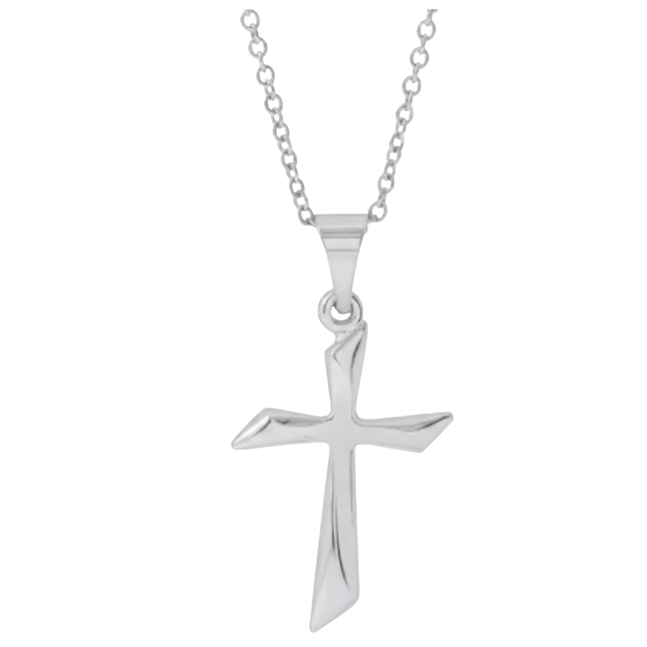 14k White Curvy Cross Gold Pendant Necklace