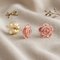 Ave 369 Petite Rose Stud Earrings with Grape Leaf Accents in 10K Yellow Gold, Tri-Color Black Hills Gold Floral Jewelry Gift for Women