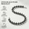 Black Freshwater Cultured Pearl Bracelet, 8–9MM Hand-Knotted Dyed Pearl Strand Bracelet with Sterling Silver Clasp, 6.5 Inch Women’s Pearl Jewelry with Gift Pouch