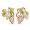 Frosty Leaves Stud Earrings, 10k Yellow Gold, 12k Green and Rose Gold Black Hills Gold Motif