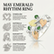 Lab Created Soude Emerald May Birthstone Ring, Sterling Silver, 12k Green and Rose Gold Black Hills Gold Motif, Size 5.25