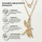 Dragonfly Pendant Necklace for Women, 10K Yellow Gold Black Hills Gold with 12K Green & Rose Gold Leaves, Filigree Nature Pendant, 18 Inch Chain with Spring Ring Clasp