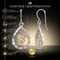 Sterling Silver Diamond-Cut Teardrop Frame Dangle Earrings with Floating 12k Green and Rose Gold Leaf Center, Black Hills Gold Fine Jewelry for Women on French Wires