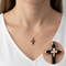 Women's Black Cross Pendant Necklace, 10k Yellow Gold, 12k Green and Rose Gold Black Hills Gold Motif, 18''