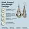 Black Enamel Rose Dangle Earrings, 10k Yellow Gold, 12k Green and Rose Gold Black Hills Gold Motif