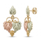 Grape Cluster Drop Earrings, 10k Yellow Gold, 12k Green and Rose Gold Black Hills Gold Motif