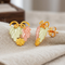 Heart Shaped Leaf Earrings, 10k Yellow Gold, 12k Green and Rose Gold Black Hills Gold Motif