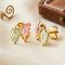 Two-Tone Leaf Post Earrings, 10k Yellow Gold, 12k Green and Rose Gold Black Hills Gold Motif