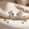 Ave 369 Created Aquamarine Marquise March Birthstone Earrings, Sterling Silver, 12k Green and Rose Gold Black Hills Gold Motif