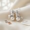 White Pearl Snowman Earrings, Sterling Silver, 12k Green and Rose Gold Black Hills Gold Motif (6-8 MM)