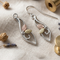 Freeform with Petite Leaves Earrings, Sterling Silver, 12k Green and Rose Gold Black Hills Gold Motif