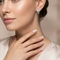 Round CZ with Fleury Accent Flower Earrings, Sterling Silver, 12k Green and Rose Gold Black Hills Gold Motif