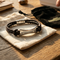 Men’s Braided Leather ID Bracelet, Double Wrap Top Grain Leather Bracelet with Engraveable 316L Stainless Steel Bar, Magnetic Clasp Brown Leather Bracelet for Men, 8.5 Inch