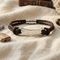 Men’s Braided Leather ID Bracelet, Double Wrap Top Grain Leather Bracelet with Engraveable 316L Stainless Steel Bar, Magnetic Clasp Brown Leather Bracelet for Men, 8.5 Inch