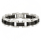 Men’s Stainless Steel Bicycle Chain Link Bracelet with Black Rubber Inlay, 316L Hypoallergenic Heavy Link Biker Bracelet, Fold-Over Clasp, 8.25 Inch
