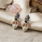 Mystic Fire Marquise Earrings, Sterling Silver, 12k Green and Rose Gold Black Hills Gold Motif