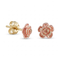 Ave 369 Petite Rose Stud Earrings with Grape Leaf Accents in 10K Yellow Gold, Tri-Color Black Hills Gold Floral Jewelry Gift for Women