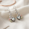 Ave 369 Created Opal Heart Antique Earrings, Sterling Silver, 12k Green Gold and Rose Gold Black Hills Gold Motif