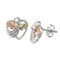 Diamond-Cut Angel Heart Stud Earrings, Sterling Silver, 12k Rose and Green Gold Black Hills Gold
