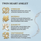 Twin Heart Anklet Bracelet, Sterling Silver, 12k Green and Rose Gold Black Hills Gold Motif, 9"