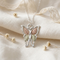 Butterfly Pendant Necklace, Sterling Silver, 12k Green and Rose Gold Black Hills Gold Motif, 18''