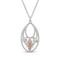 Circle Teardrop Pendant Necklace, Sterling Silver, 12k Green and Rose Gold Black Hills Gold Motif, 18"