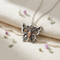 Butterfly Antiqued Pendant Necklace, Sterling Silver, 12k Green and Rose Gold Black Hills Gold Motif, 18''
