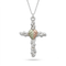 Sacred Heart Cross Pendant Necklace, Sterling Silver, 12k Green Gold, 12k Rose Gold Black Hills Gold, 18"