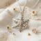 Snowflake Pendant Necklace, Sterling Silver, 12k Green and Rose Gold Black Hills Gold Motif, 18''